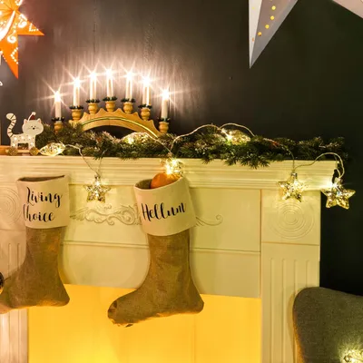 Produktbild von Lichterkette LED Sterne Glas Gold Deko Innen Weihnachten Christbaum Beleuchtung