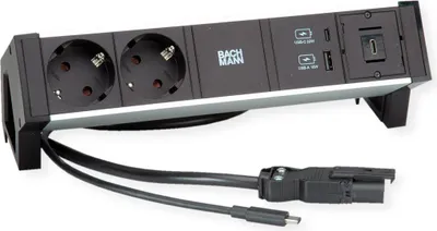 Image de BACHMANN DESK2 2x contact de protection, 1x USB-C, USB Charger A&C 22W, GST18