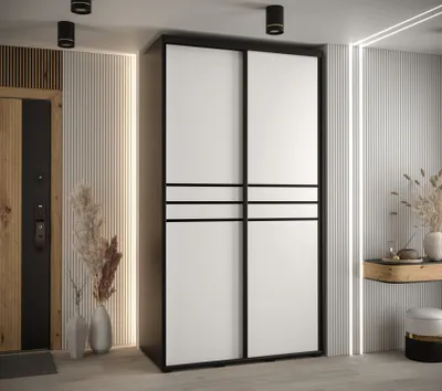 Obrázek produktu pro Šatní skříň YVONA 10 - 140/60 cm, černá / bílá / černá