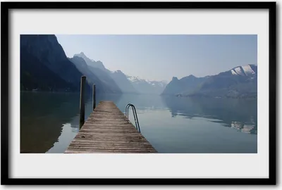 Produktbild von Bild 60x40 MDF-Rahmen Wandkunst Pier See Berge Landschaft