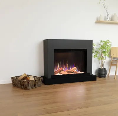 Produktbild von Glow Fire Elektrokamin 'PR4' | LED Standkamin in grau mit Heizung (1500 W) | HxBxT: 126x97x43 cmcm