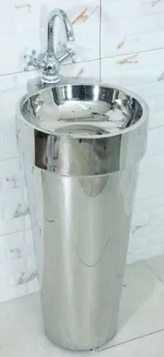 Produktbild von Casa Padrino Luxus Edelstahl Waschtisch Silber 40 x H. 86 cm - Badezimmer Möbel - Hotel & Restaurant Kollektion - Luxus Qualität