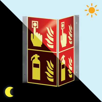Produktbild von PERMALIGHT power langnachleuchtend Brandschutz-Nasenschild Feuerlöscher und B...
