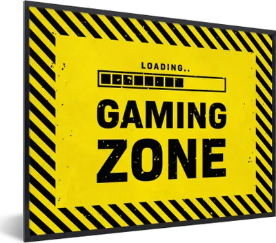 Produktbild von MuchoWow® Gerahmtes Poster Spiele - Zitate - Controller - Spielzone - Spiel 80x60 cm - Poster mit Schwarzem Bilderrahmen Wandposter Rahmen Foto Bilder - Schwarzem - Mit Gestell