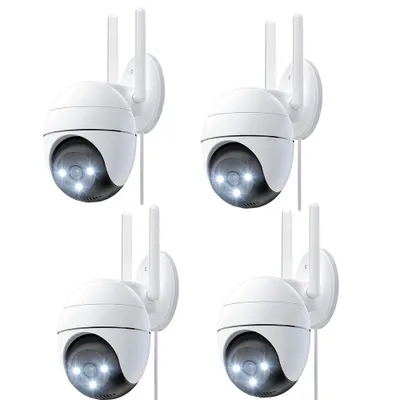 Produktbild von 2K+ 3MP PTZ Akku-Überwachungskamera Outdoor 2,4/5GHz WiFi, 355° Schwenken/120° Neigeng, 2-Wege-Audio 4pcs