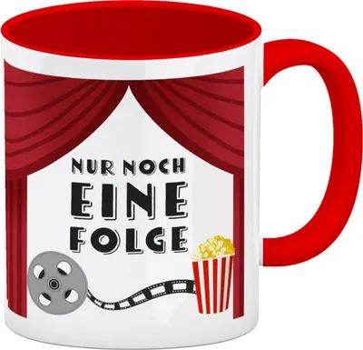 Produktbild von Nur noch eine Folge Kaffeebecher Rot für Serienjunkies