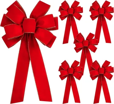 Produktbild von 6 Stš¹ck Weihnachtsschleifen Rot Gro? - 50x27CM Tannenbaum Schleifen - Weihnachtsbaum Bogen Schleife fš¹r Weihnachtsbaum,Kranz,Kamin,Heim Haustš¹r, Feiertagsdekorationen