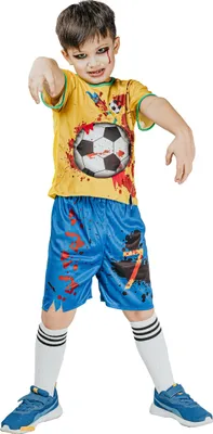 Obrázok produktu pre Kostým futbalistu-zombie pre deti, 2-dielny, na Halloween, žlto-modrý – 134/140 (10–12)