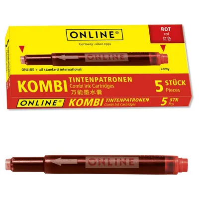 Image de ONLINE® 17307/12 Cartouches d'encre pour stylo à plume rouge 5 pcs.