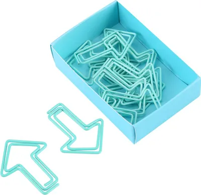 Produktbild von 12 Stück Büroklammern in Pfeilform, Lesezeichen, Markierung, Dokument, Organisation, Clip, Schrein, Hellblau