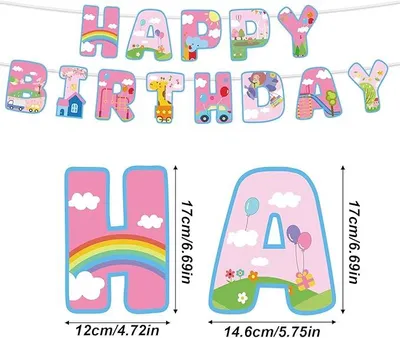 Zdjęcie produktu dla Baner Happy Birthday Zwierzątka Różowy Dekoracja Urodzinowa Dzieci