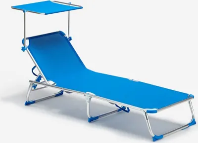 Produktbild von Sonnenliege Strandliege Klappbar Aluminium mit Sonnendach California - Blau