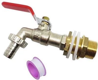 Imagen del producto de Válvula de bola Ibenzoa® para depósito de agua de lluvia, 1/2 pulgada, resistente a las heladas, fabricada en latón, con conexión para manguera de 13 mm y adaptador para contenedores IBC, con palanca de acero