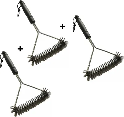 Produktbild von 3x Grillbürste dreieckig 33 cm dreiseitige Reinigungsbürste BBQ 3er Set
