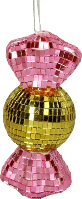 Christbaumschmuck Glas 16cm Bonbon Figur Gold / Rosa
