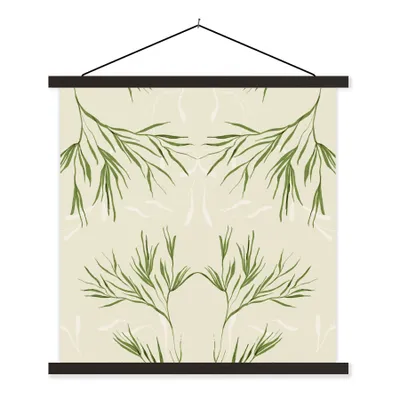 Produktbild von MuchoWow® Textilposter Pastell - Grün - Blumen - Design 120x120 cm mit schwarzem Rahmen - Aufhängungsset