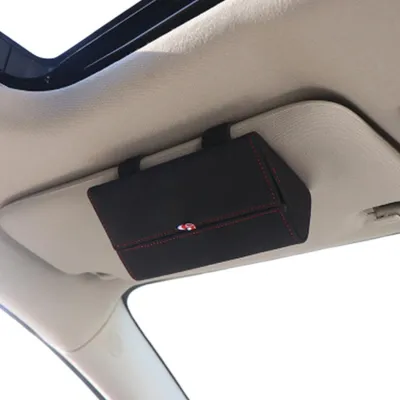Produktbild von INF Auto Wildleder Sonnenbrillenhalter – Universeller Visier-Clip Brillenetui für einfachen Zugriff, weicher Schutz und mehrere Montageoptionen Schwarz