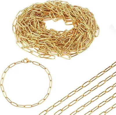 Produktbild von Kunststahl Kettenglied 3,6 m DIY - Gold Kettenglied Schmuck - Handwerkskunstschmuckketten - Schmuck Halsketten