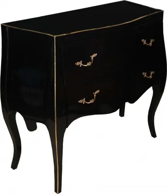 Image de Commode de luxe Casa Padrino, style baroque, noire et dorée. Dimensions : largeur 85 cm, hauteur 78 cm, profondeur 37 cm