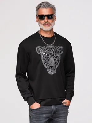 Image de Sweat-shirt OMBRE coupe classique avec motif animalier OM-SSNZ-0273 noir L