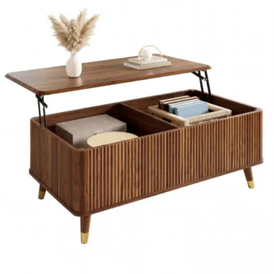 Produktbild von Couchtisch, Höhenverstellbare Tischplatte,Sofatisch Holzbeine, Stauraum, Multifunktionaler