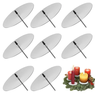 8er-Set Kerzenhalter für Adventskranz, Metall, silber