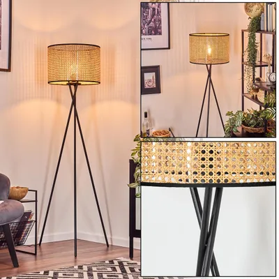 Produktbild von Casalina Stehlampe aus Metall/Rattan in Schwarz/Natur