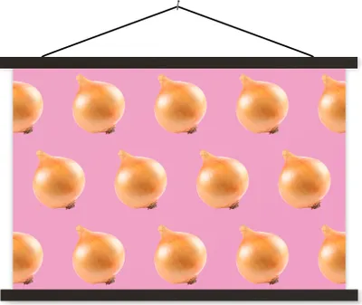 Produktbild von MuchoWow® Textilposter Gemüse - Zwiebeln - Rosa 150x100 cm mit schwarzem Rahmen - Schlafzimmer