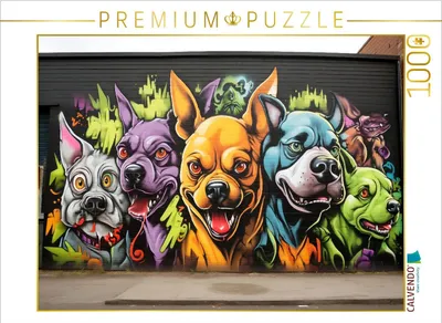 Produktbild von CALVENDO Puzzle Ein Motiv aus dem Kalender "Graffiti Hunde" | 1000 Teile Lege-Größe 64x48cm Foto-Puzzle für glückliche Stunden