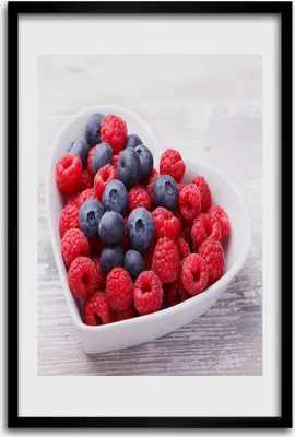 Produktbild von Bild - Bilderrahmen - 40 cm x 60 cm - MDF - Rahmen - Wandkunst - Himbeeren und Blaubeeren