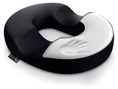 Produktbild von 5 Star United Memory-Foam Donut-Sitzkissen – Orthopädisches Hämorrhoiden- & Steißbeinkissen zur Schmerzlinderung, Ergonomisch, rutschfest, Waschbarer Bezug – Schwarz Klein