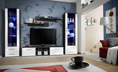 Produktbild von Wohnwand Set Luxus Möbel Wohnzimmer Holz Einrichtung Modern Vitrine Neu