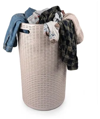 Produktbild von Runder Waschekorb „Rotan“ - beige - aus geflochtenem Kunststoff - 51 Liter - 38 x 57 cm