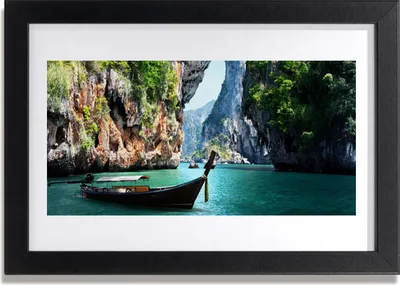 Produktbild von Bild 30x20 MDF-Rahmen Wandkunst Boat See-Landschaft Rock