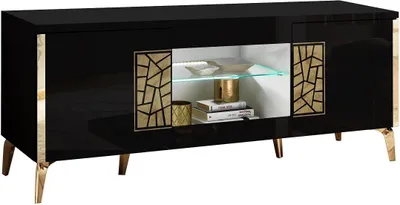 Produktbild von Lowboard Stella in Schwarz/Gold 200 cm