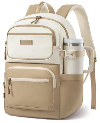 Produktbild von Rucksack Damen 17,3 Zoll Schulrucksack Khaki-Beige Wasserdicht Laptopfach