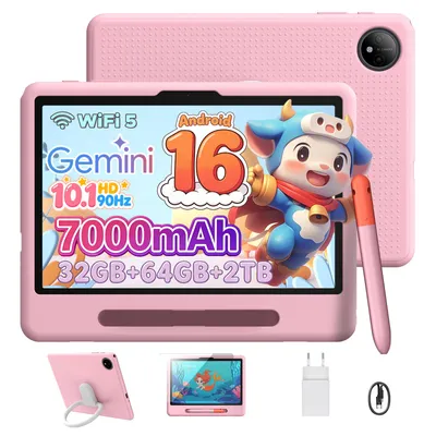 Produktbild von POCKAM P10 Kids 10.1" Tablet, Gemini AI, Android 16, 32(6+26)GB RAM+64GB ROM/TF 2TB, 7000mAh, WiFi Tablet für Kind mit Kindgerechte Hülle und Stift