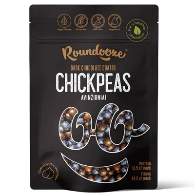 Immagine prodotto di Ceci ricoperti di cioccolato fondente (marrone e argento) 150 g Roundooze