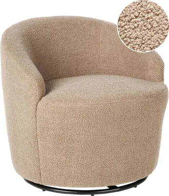 Produktbild von BELIANI Drehsessel Taupe aus Bouclé 360° Drehbar Geschwungene Rückenlehne Retro Stil Modernes Design für Wohnzimmer Schlafzimmer Flur Büro