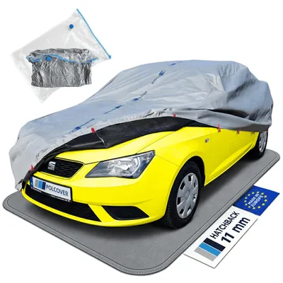Produktbild von POLCOVER Autoabdeckung Wasserdicht Abdeckplane Auto Atmungsaktiv Sonne, Staub, Hagelschutz, UV-Schutz XJAZZ (380-400 cm) 11 mm Hatchback - Autoplane Autohülle Winter & Sommer