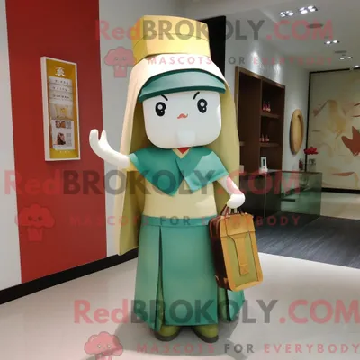Image de Personnage mascotte REDBROKOLY d un Dim Sum habillé d une robe fourreau et de portefeuilles