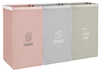 Produktbild von Abfallsortiersystem mit 3 Fächern für Papier, Glas und Kunststoff – Umweltfreundlicher Mülleimer