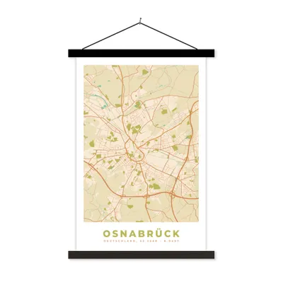 Produktbild von MuchoWow® Textilposter Osnabrück - Karte - Stadtplan - Vintage 120x180 cm mit schwarzem Rahmen - Fotos