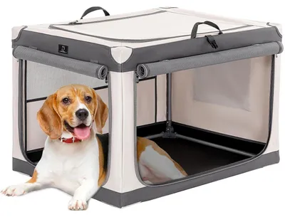 Image de Cage de transport pliable pour chien, gris, 50 x 49 x 74 cm, avec structure en spirale