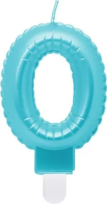 Produktbild von Kerze Zahl 0 hellblau "Folienballon"