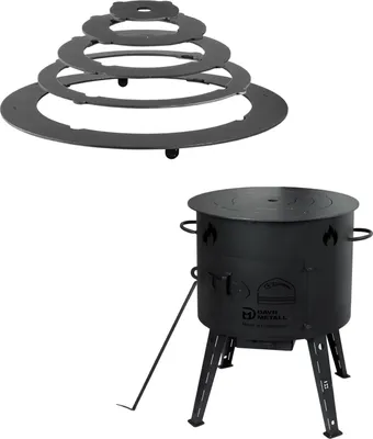 Produktbild von Ø49cm Uchag 2mm Stahl Utschak mit Adapter-Ringe Utschag Feldküche Feuerstelle Campingofen Außenküche Eintopfofen