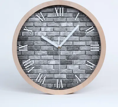 Produktbild von Holzuhr 25fi cm wanduhr - weiße Spitzen - Ziegelwand