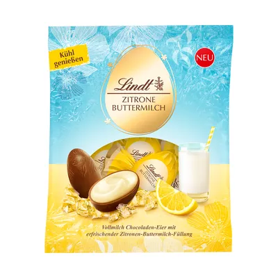 Obrázek produktu pro Lindt Lindor Eggs plnotučná mléčná citronová krémová náplň 85g
