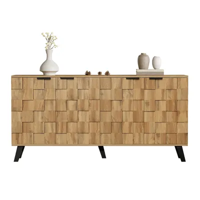 Immagine prodotto di Credenza moderna Sweiko a 4 ante, 160,5 x 35,5 x 78 cm - Design pratico per soggiorno, camera da letto e sala da pranzo