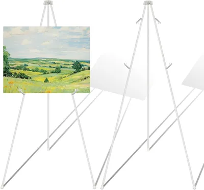 Image de Ensemble de chevalets en métal, hauteur 160 cm, 2 pièces, réglables, pour l'art et les toiles